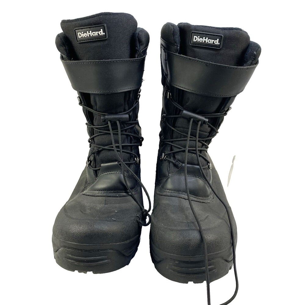 Diehard Men's Size 13M Snow Boots Black Bungie/Hook & Loop Faux Fur Lining Flaw!